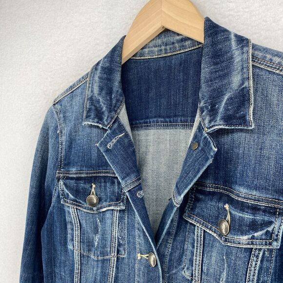 ARTICLES OF SOCIETY Jacket Womens M Trucker Jean Denim Cropped Button Front Blue - Picture 3 of 16